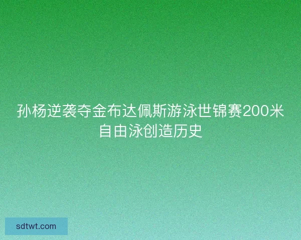 孙杨逆袭夺金布达佩斯游泳世锦赛200米自由泳创造历史